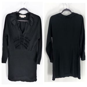 Marni Silk Ruffle Tuxedo Bib Black Dress Sz 42/6
